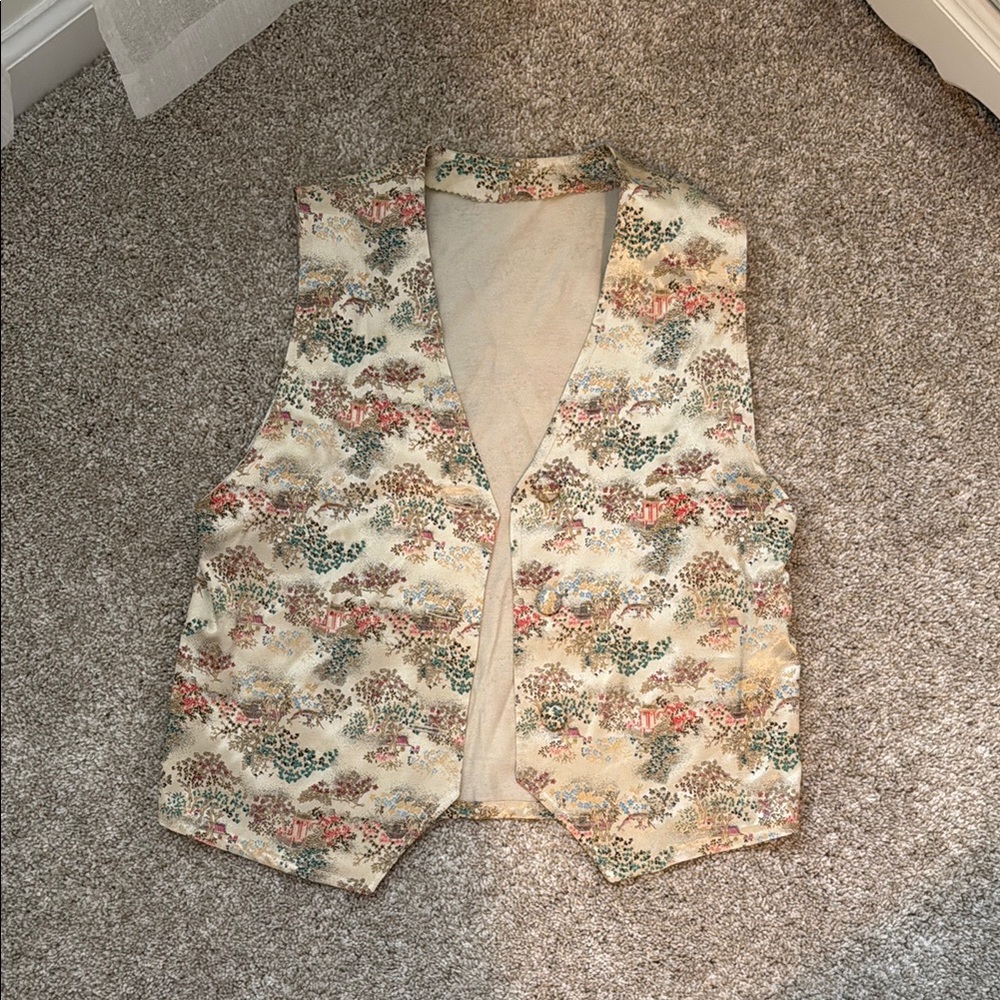 Vintage Japanese Floral Patterned Vest